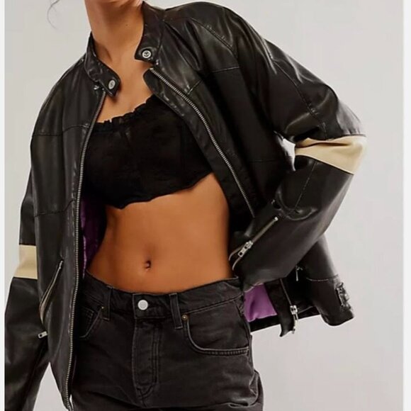 Free People We The Free Ryder Sport Vegan Moto Jacket (new with tags) - Picture 1 of 4